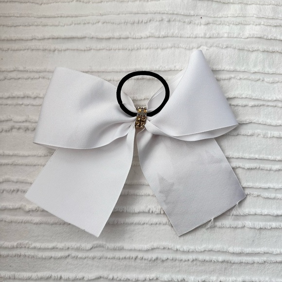 White and Gold Castle Cheer Disney Hair Bow - Picture 2 of 2